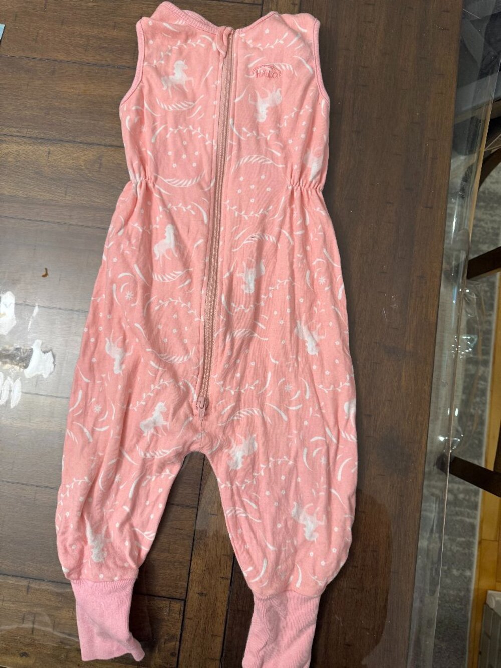 Halo footed toddler sleep sack pink unicorns 0.5 tog size 2T